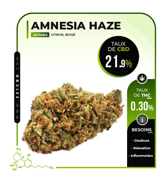 Fleur de CBD Amnesia Haze Indoor (21,9 %)