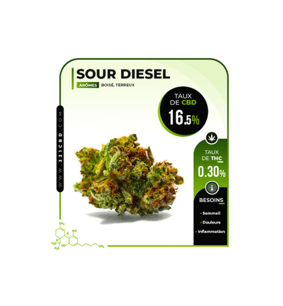 CBD Flower Sour Diesel Greenhouse (16.5%)